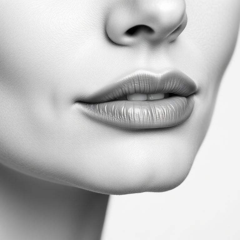 Close-up van de mondcontour met fijne lijntjes