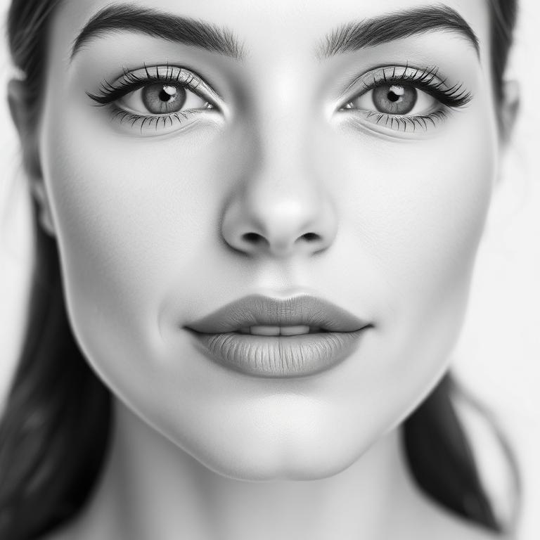 Close-up van het midden van een gezicht met neus-lippenplooi